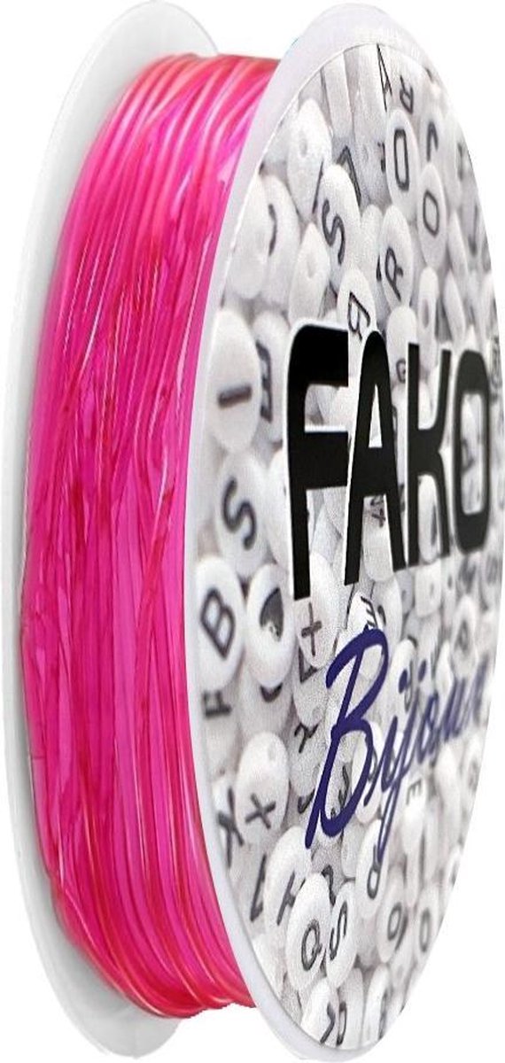 Fako Bijoux® - Elastisch Nylon Draad - Rijgdraad - Sieraden Maken - 0.6mm - 9 Meter - Donkerroze - Fako Bijoux®