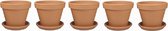 Plantenwinkel Terracotta bloempotten met schotel 33 cm penta set bloempotten voor binnen en buiten