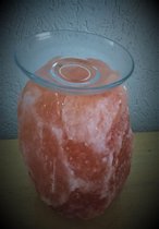 Himalaya zoutlamp aroma met glazen schaal