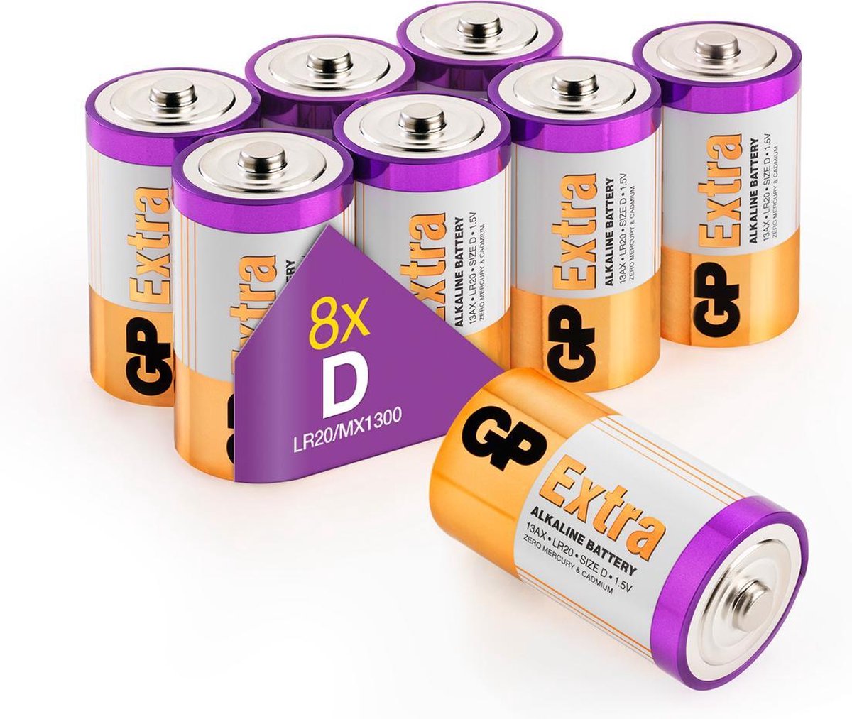 Ik geloof puzzel Slecht GP Extra Alkaline batterijen D Mono LR20 batterij 1.5V - 8 stuks D  batterijen | bol.com