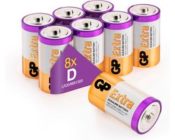 GP Extra Alkaline batterijen D Mono LR20 batterij 1.5V - 8 stuks D batterijen