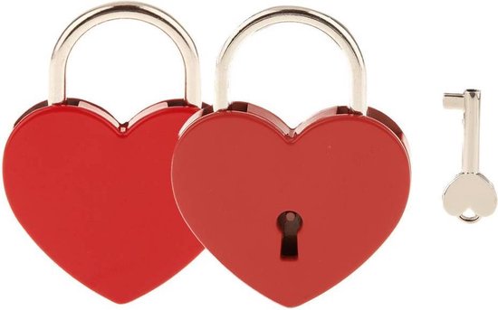 Cadenas avec gravure Cadenas d'amour rouge en forme de cœur avec gravure