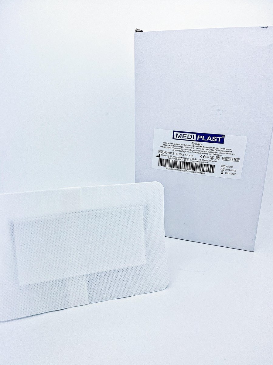 Goedkoopste Mediplast Non-Woven Eilandpleister 10cm x 15cm - Doos 50 stuks