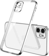 iPhone 12 Mini Hoesje – Zilver – Silver – Luxe – Schokbestendig – Transparant – Silicone – Cover –  Backcover - Clear - Geschikt voor Apple – Case – Shockproof - Bescherming – Smartphone –  T