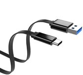 Câble USB C | Câble USB A | C à A | USB 3.1 | Câble plat | Noir | 0,5 mètre | Allteq