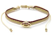 Dielay - Stoffen Armband Dames - RVS Kus - Lengte Verstelbaar - Goudkleurig