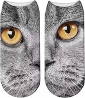 Twee-delige enkelsokken Kat - kattensokken - fotoprint enkelsokken - Unisex - Maat 36-41