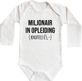 Romper - Miljonair in opleiding (knuffels € 5,-) - maat: 62/68 - lange mouw - baby - rompertjes baby - rompertjes baby met tekst - rompers - rompertje - rompertjes - stuks 1 - wit