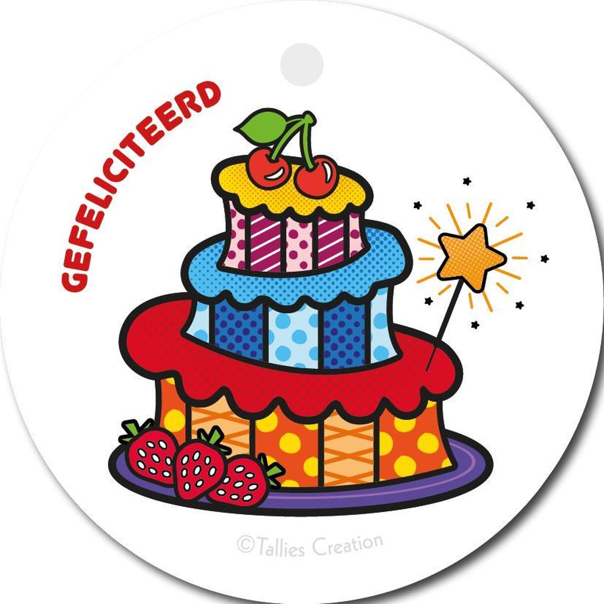 Tallies Cards - kadokaartjes - bloemenkaartjes - Gefeliciteerd taart - Popart - set van 5 kaarten - verjaardagskaart - verjaardag - felicitatie - proficiat - 100% Duurzaam