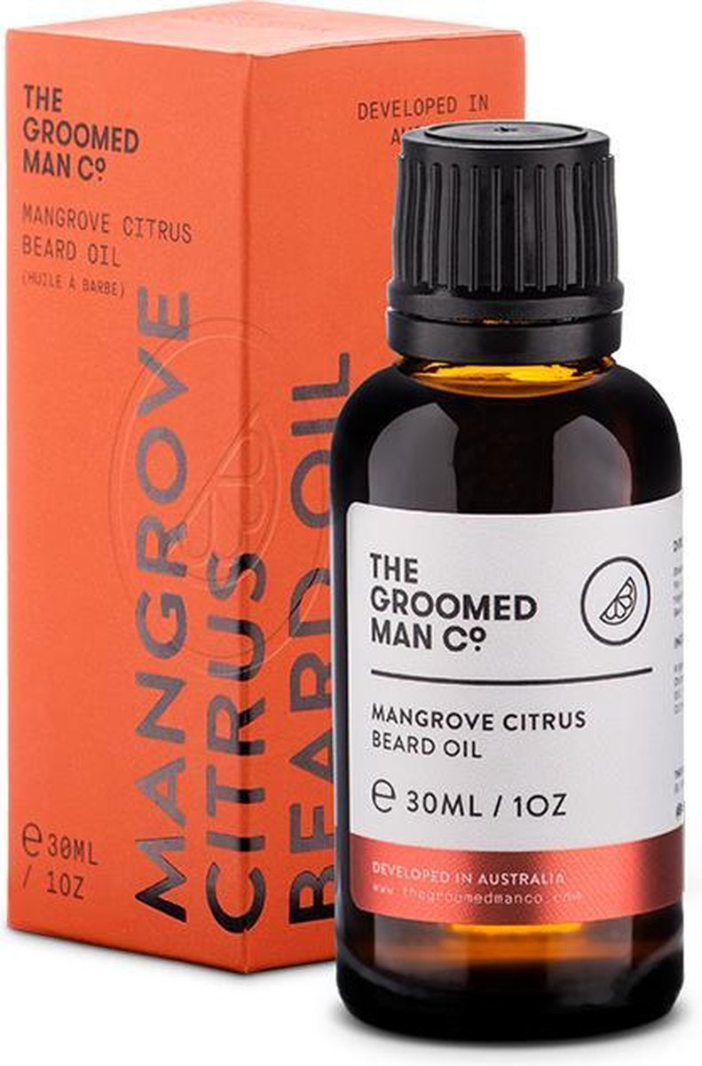 The Groomed Man Co. Mangrove Citrus Beard Oil - Premium Baardolie - Stimuleert Baardgroei - Baard Verzorging Mannen - Geur Olie Citroengras/Patchouli - 30ML