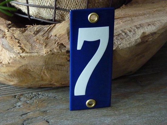 Emaille huisnummer 2 blauw, 40 x 100 mm