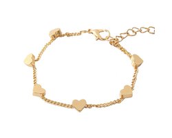 Joboly Sieraden armband hart hartjes heart liefde subtiel minimalistisch - Dames - Goudkleurig - 15 cm