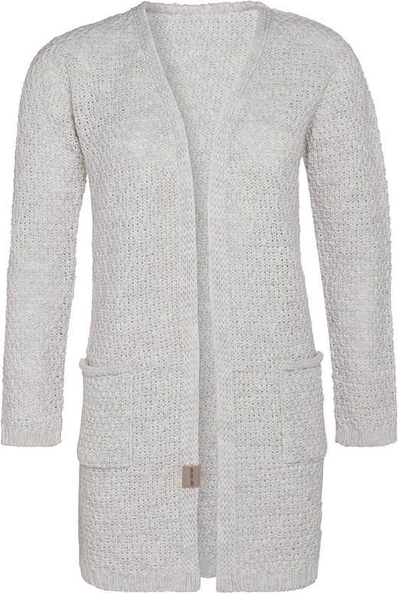 Knit Factory Luna Gebreid Vest Beige - Gebreide dames cardigan - Middellang vest reikend tot boven de knie - Beige damesvest gemaakt uit 30% wol en 70% acryl - 36/38 - Met steekzakken