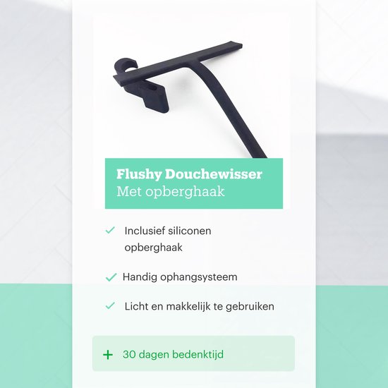 Flushy raamwisser – Trekker douche – Douchewisser – Trekker – Trekker met steel - Douchewisser zwart