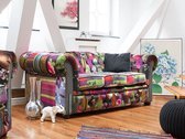 Bol.com Beliani CHESTERFIELD - Three Seater Sofa - Multicolor - Polyester aanbieding