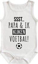 Romper - Ssst.. Papa & ik kijken voetbal! - maat: 62/68 - kapmouw - baby - papa - romper papa - rompertjes baby - rompertjes baby met tekst - rompers - rompertje - rompertjes - stu