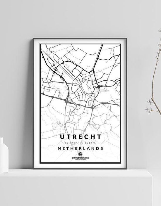 Poster Utrecht Stadsposter Poster zwart wit Wanddecoratie 30x40