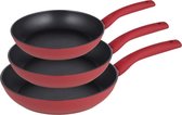 Michelino koekenpan Ø20-24-28 cm koekenpannenset rood (geschikt voor inductie) met gratis panbescherming - 3 delig
