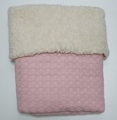 RiFresh - dekentje baby - roze wafelstof met teddy - wandelwagen