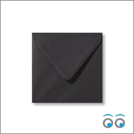 100 Luxe zwarte Enveloppen -14 x 14 cm - mat zwart - 90 grams vierkante enveloppen | bol.com