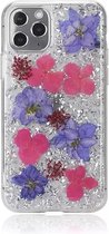Casies Apple iPhone 12 / 12 Pro (6.1") gedroogde bloemen telefoonhoesje - Dried flower case - Soft case TPU droogbloemen hoesje - transparant
