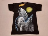 Rocke Eagle Shirt: Indiaan man met volle maan en wolf (Medium)