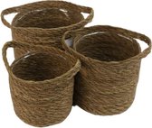 Opbergmanden Set van 3 - D18|16|14cm met handvaten  Bloempot Opberger