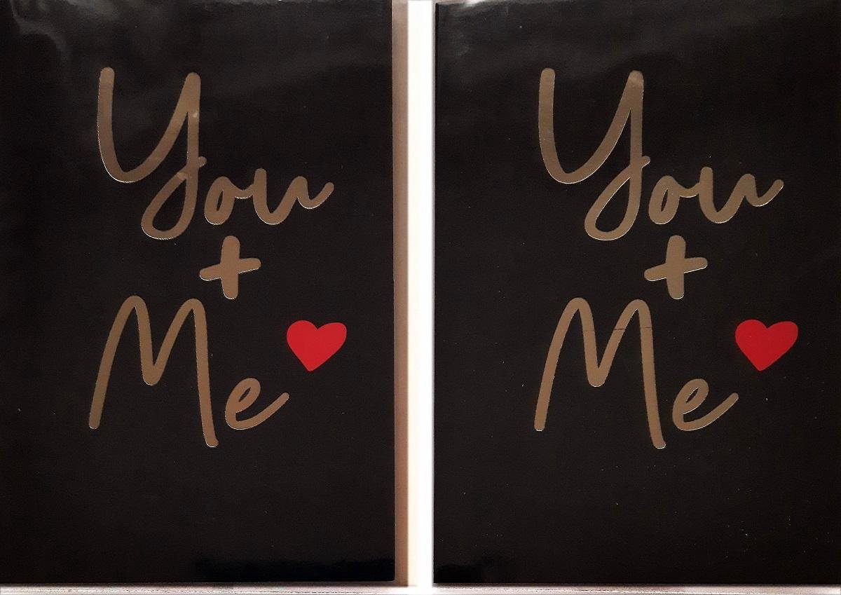 2 Luxe Valentijns Wenskaarten - You + Me - 12 x 17 cm