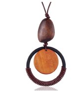 Ketting- Hout- bruine - halsketting Irin--collier - 85 cm-Charme Bijoux
