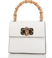 Venezia Leren handtas Croco Print - Wit