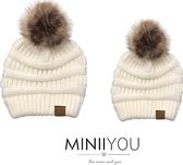 CC - Matching Ouder Baby (2-3 jaar) Winter Muts Pompom - Wit
