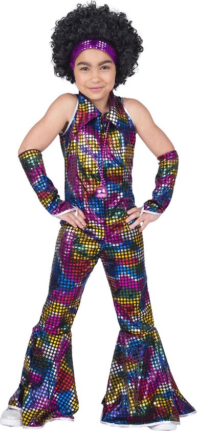 Disco Jumpsuit Rainbow Glitter | | Meisjes | Verkleedkleding