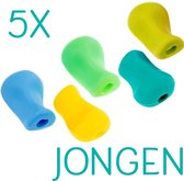 Glim® Potloodgrip 4+1 Gratis - Potlood verdikker - Pencil grip - Penverdikking soft - voor kinderen - Linkshandig en rechts - Jongen