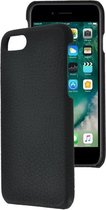 iPhone SE 2020 hoesje - iPhone 7 / 8 hoesje - Backcover - Hoesje Echt Leer Geribbeld Zwart