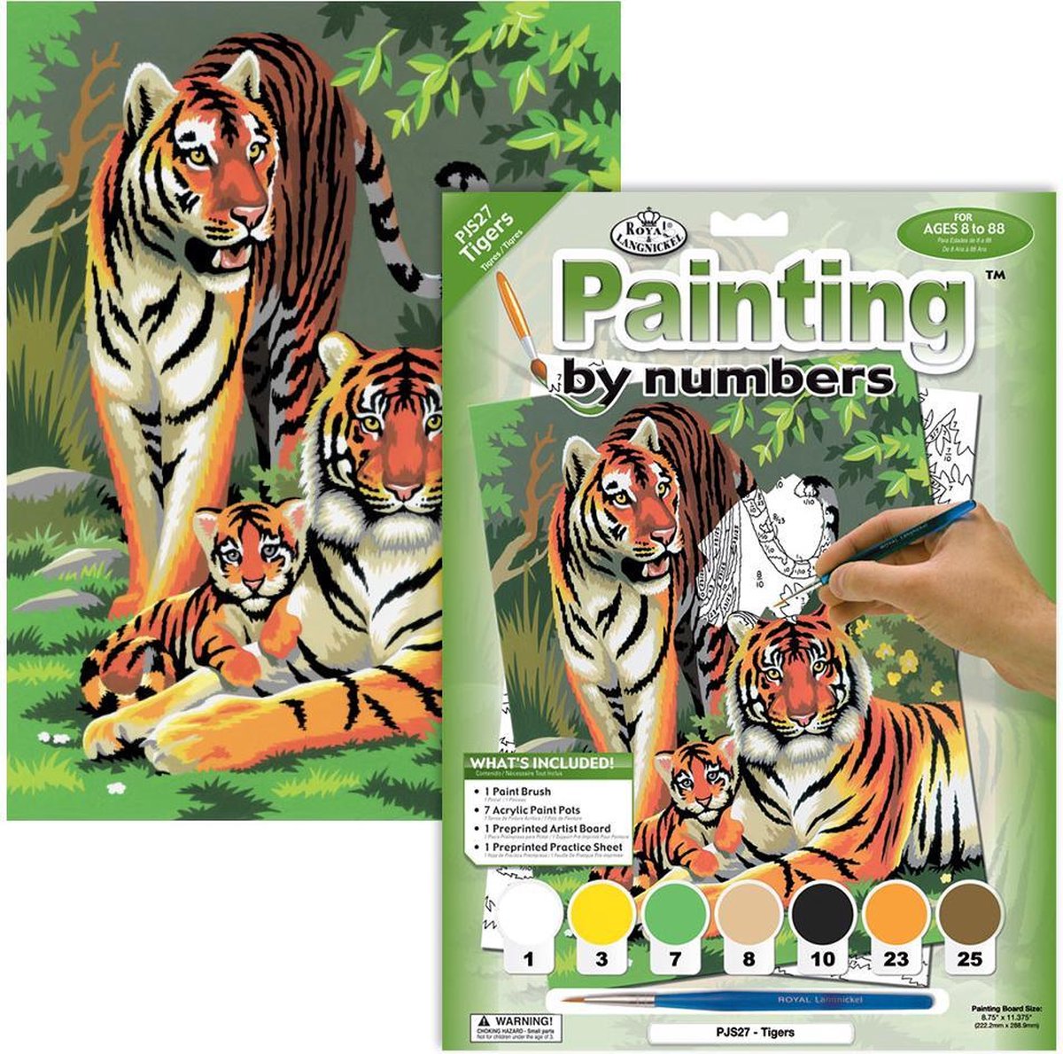 Schilderen op nummer - Paint by numbers - Tijgerfamilie in jungle 22x30cm - Schilderen op nummer volwassenen - Paint by numbers volwassenen