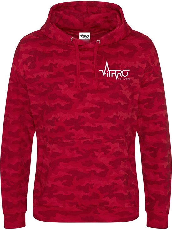 FitProWear Camouflage Hoodie Red - Taille XL - Unisexe - Pull - Sweat à capuche - Pull - Pull de sport - Pull avec capuche - Pull camouflage - Katoen/ Polyester - Pull homme - Pull femme - Pull rouge