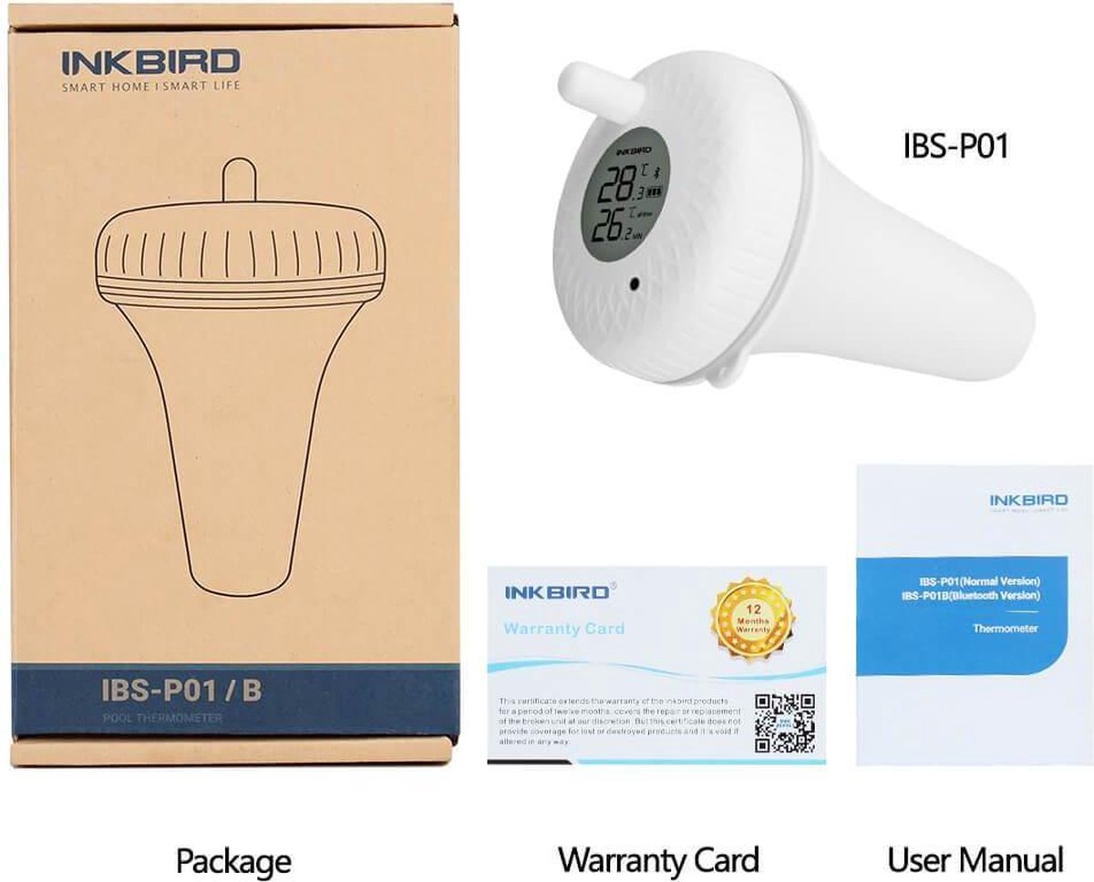 bol.com | Inkbird IBS-P01B Bluetooth Drijvend Zwembad Thermometer
