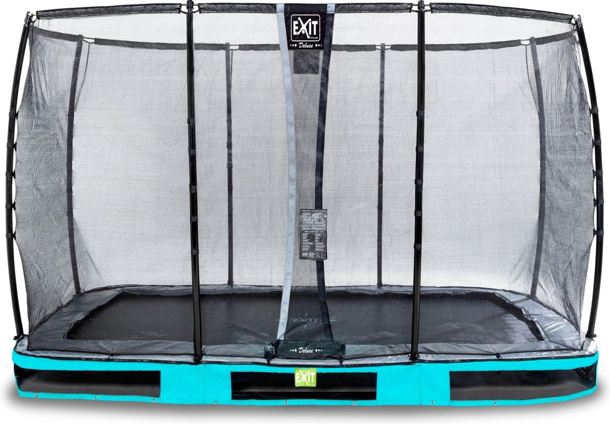 EXIT Elegant Premium inground trampoline 244x427cm met Deluxe veiligheidsnet - blauw