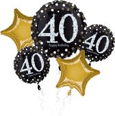 Amscan Folieballonnen Sparkling Birthday 40 Zwart/goud 5-delig