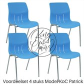 (Set van 4 stuks) KoC Patrick kantinestoel lichtblauw met grijs onderstel. Stapelstoel kuipstoel vergaderstoel tuinstoel kantine stoel stapel Denver kantinestoelen stapelstoelen kuipstoelen b