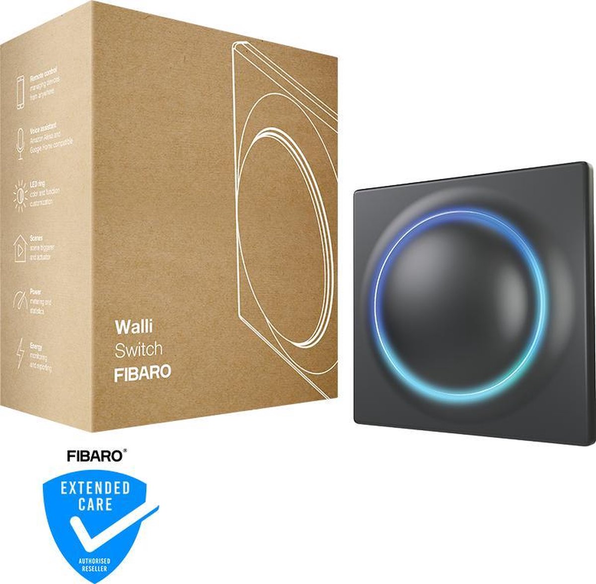 FIBARO Walli Switch - Antraciet - Slimme inbouw schakelaar - Z-Wave Plus