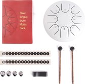 Remarquable Tongue Drum - Handpan -  Inclusief Boek, Draagtas, Drumsticks en Vinger Cover - 8 Tonen - Music - Staal - Yoga - Meditatie - Wit