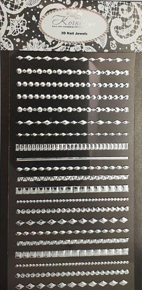 Goedkoopste Nail Art Stickers - Nagel Stickers - Korneliya 3D Nail Jewels XL - XL09 Studs Silver