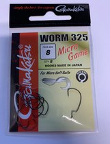 Gamakatsu - worm 325 - micro game - 8 stuks - haak 8 - vishaak voor kunstaas