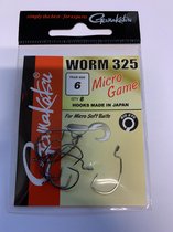 Gamakatsu - worm 325 - micro game - 8 stuks - haak 6 - vishaak voor kunstaas