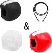 Kaaklijn trainer - 2 Stuks + Praktisch bewaardoosje - Slanke kaaklijn - Rood - Zwart - Onderkin trainer - Jawline trainer