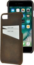 iPhone SE 2020 hoesje - iPhone 7 / 8 hoesje - Backcover - Hoesje met pasjeshouder Echt Leer Bruin