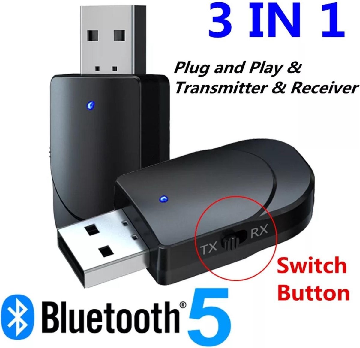 Brengen deze Midden Bluetooth 5.0 USB transmitter en receiver - USB stick - zender en ontvanger  -... | bol.com