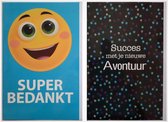 Super Bedankt  + Succes - 2 Wenskaarten – 12 x 17 cm