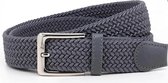 THL Design - Elastische Riem - Elastiek - Gevlochten - Stretch - Dames / Heren - 3,5 cm Breed - Broekriem Grijs - Lengte totaal 120 cm